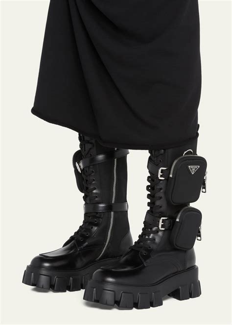 prada tall combat boots|Prada combat boots with pouches.